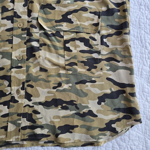 Equipment Silk Utility Button Front Camo Short Sleeve Shirt Dress - Picture 8 of 16